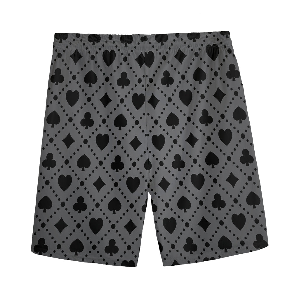 Black And Grey Playing Card Suits Print Men's Sports Shorts