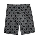 Black And Grey Playing Card Suits Print Men's Sports Shorts