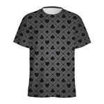 Black And Grey Playing Card Suits Print Men's Sports T-Shirt