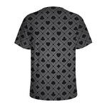 Black And Grey Playing Card Suits Print Men's Sports T-Shirt