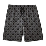 Black And Grey Playing Card Suits Print Men's Swim Trunks