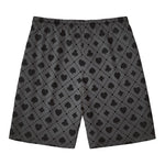 Black And Grey Playing Card Suits Print Men's Swim Trunks