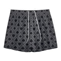 Black And Grey Playing Card Suits Print Mesh Shorts