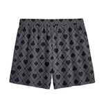 Black And Grey Playing Card Suits Print Mesh Shorts