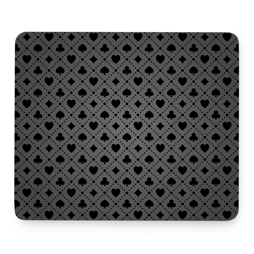 Black And Grey Playing Card Suits Print Mouse Pad
