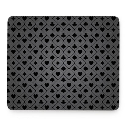 Black And Grey Playing Card Suits Print Mouse Pad