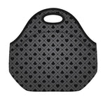 Black And Grey Playing Card Suits Print Neoprene Lunch Bag