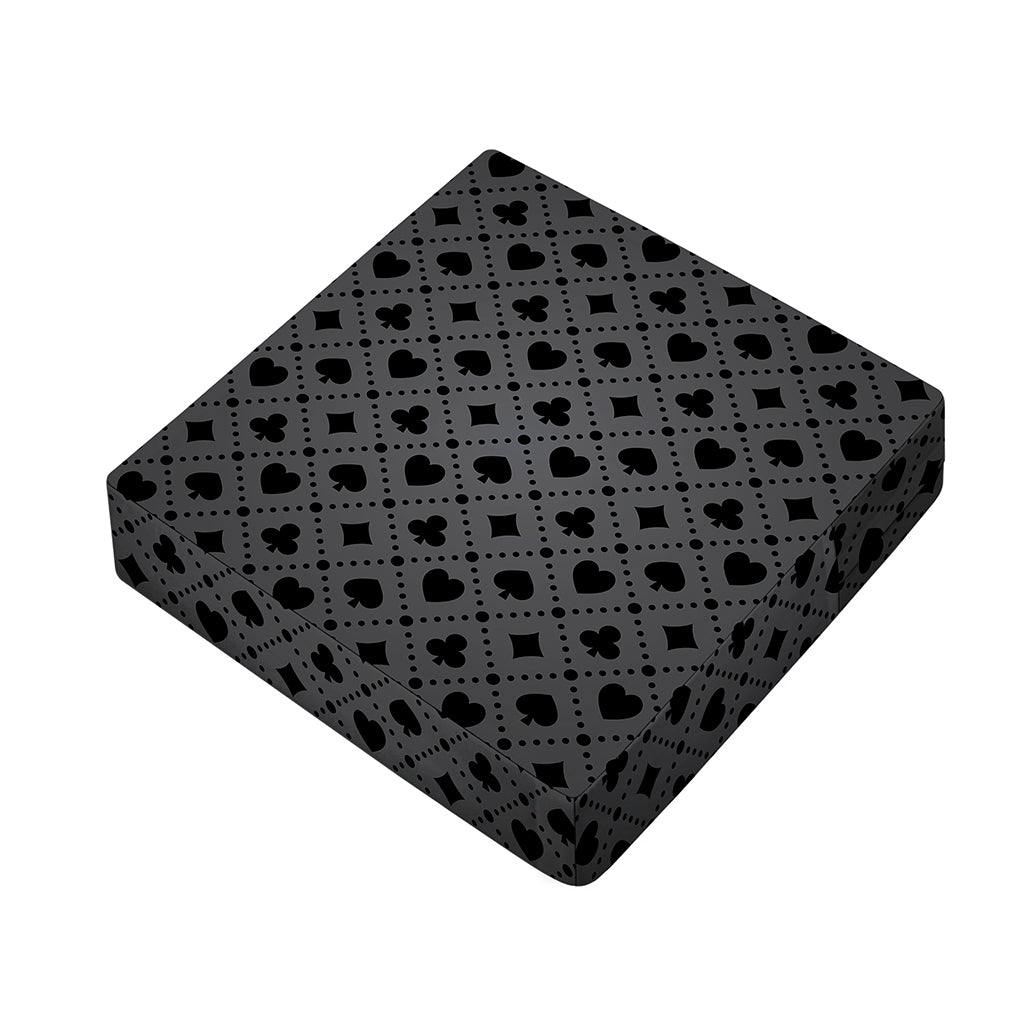 Black And Grey Playing Card Suits Print Outdoor Seat Cushion Cover