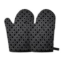 Black And Grey Playing Card Suits Print Oven Mitts