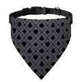 Black And Grey Playing Card Suits Print Over The Collar Dog Bandana