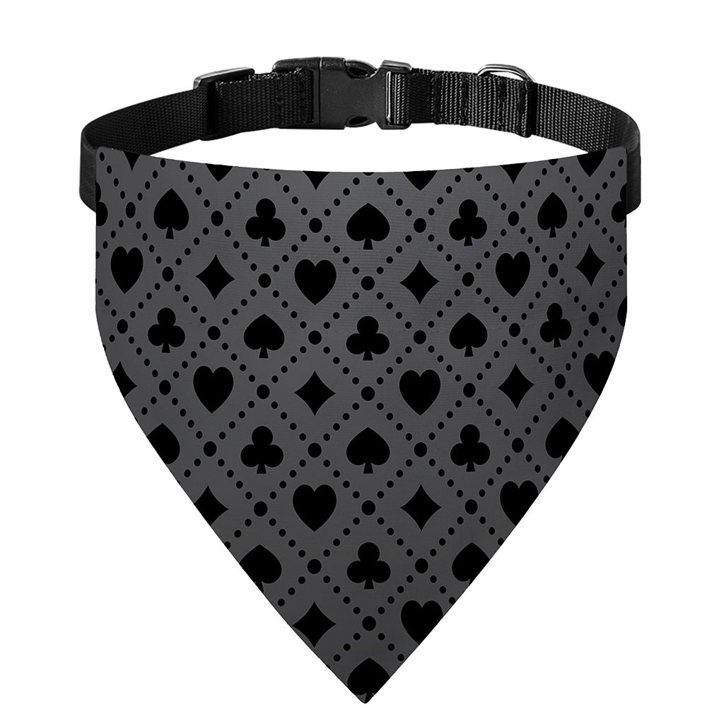 Black And Grey Playing Card Suits Print Over The Collar Dog Bandana