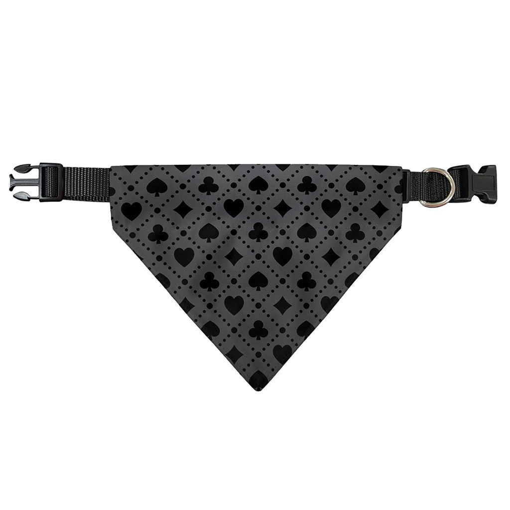 Black And Grey Playing Card Suits Print Over The Collar Dog Bandana