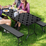 Black And Grey Playing Card Suits Print Picnic Table Cover