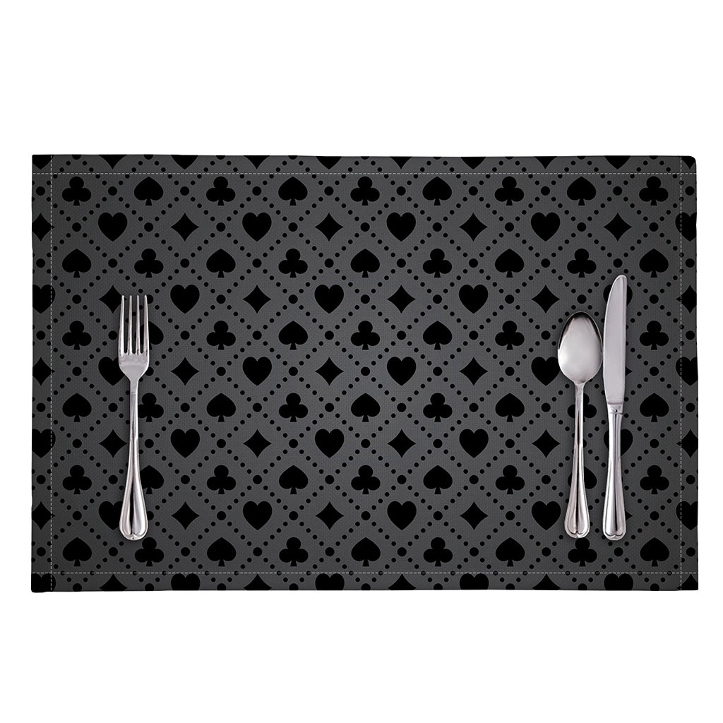 Black And Grey Playing Card Suits Print Placemat