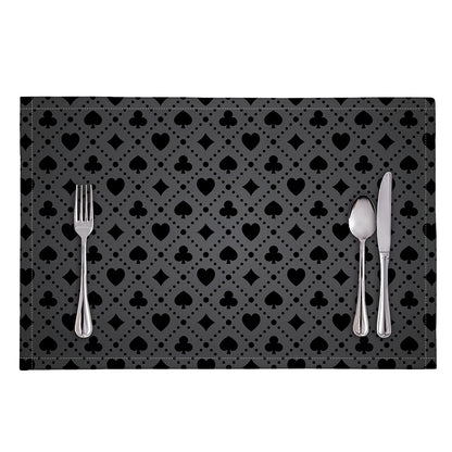 Black And Grey Playing Card Suits Print Placemat