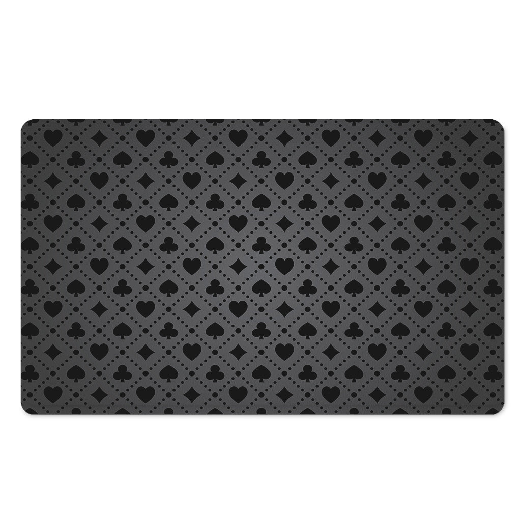 Black And Grey Playing Card Suits Print Polyester Doormat