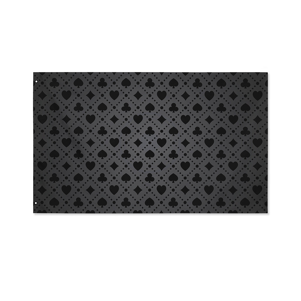 Black And Grey Playing Card Suits Print Polyester Flag