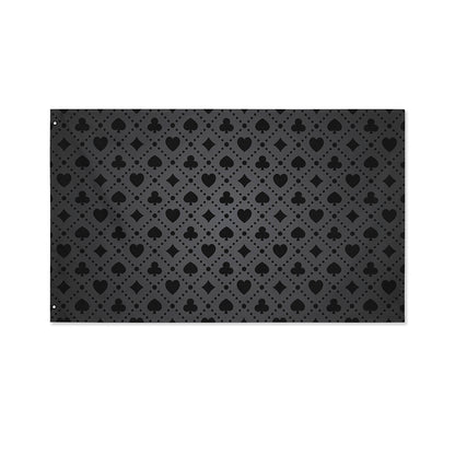 Black And Grey Playing Card Suits Print Polyester Flag