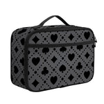 Black And Grey Playing Card Suits Print Portable Lunch Bag
