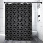 Black And Grey Playing Card Suits Print Premium Shower Curtain