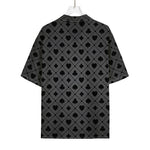 Black And Grey Playing Card Suits Print Rayon Hawaiian Shirt