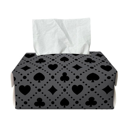 Black And Grey Playing Card Suits Print Rectangle Tissue Box Cover