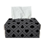 Black And Grey Playing Card Suits Print Rectangle Tissue Box Cover