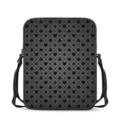 Black And Grey Playing Card Suits Print Rectangular Crossbody Bag