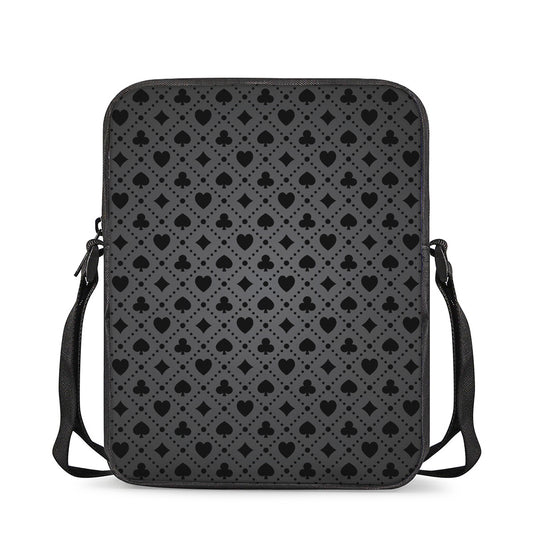 Black And Grey Playing Card Suits Print Rectangular Crossbody Bag