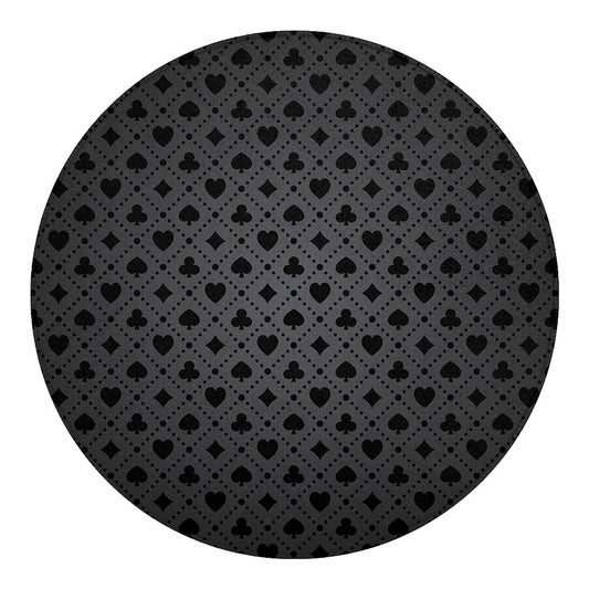 Black And Grey Playing Card Suits Print Round Blanket