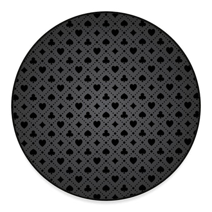 Black And Grey Playing Card Suits Print Round Floor Mat