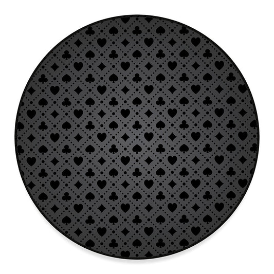 Black And Grey Playing Card Suits Print Round Floor Mat