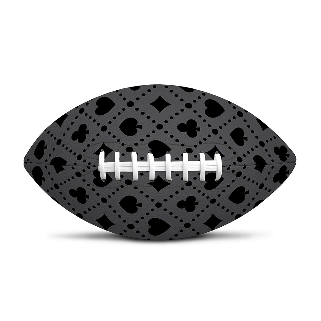 Black And Grey Playing Card Suits Print Rugby Ball