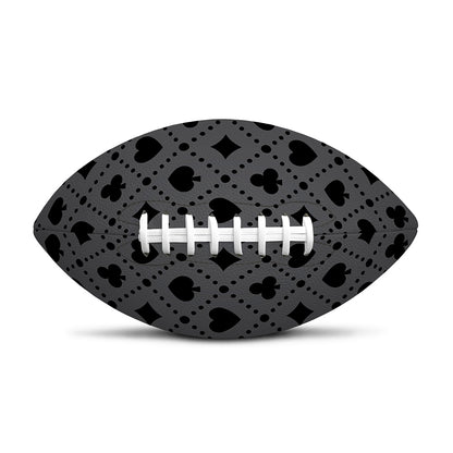 Black And Grey Playing Card Suits Print Rugby Ball