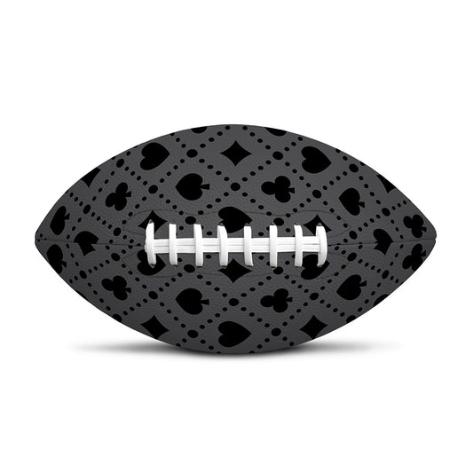 Black And Grey Playing Card Suits Print Rugby Ball