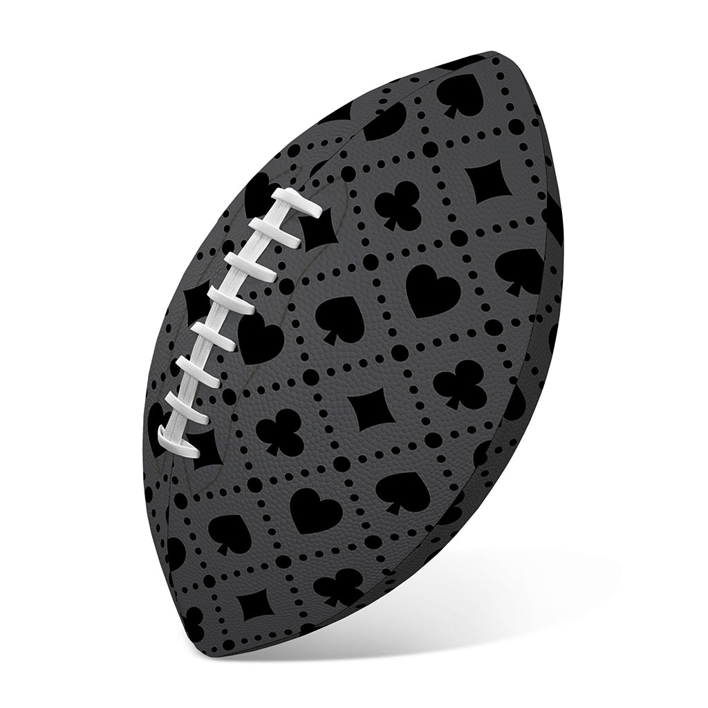 Black And Grey Playing Card Suits Print Rugby Ball