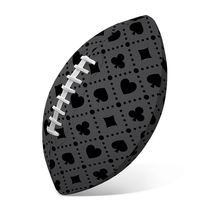 Black And Grey Playing Card Suits Print Rugby Ball