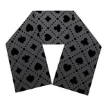 Black And Grey Playing Card Suits Print Scarf