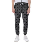 Black And Grey Playing Card Suits Print Scuba Joggers