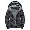 Black And Grey Playing Card Suits Print Sherpa Lined Zip Up Hoodie