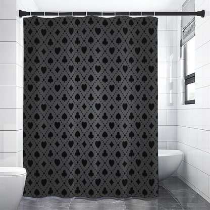 Black And Grey Playing Card Suits Print Shower Curtain
