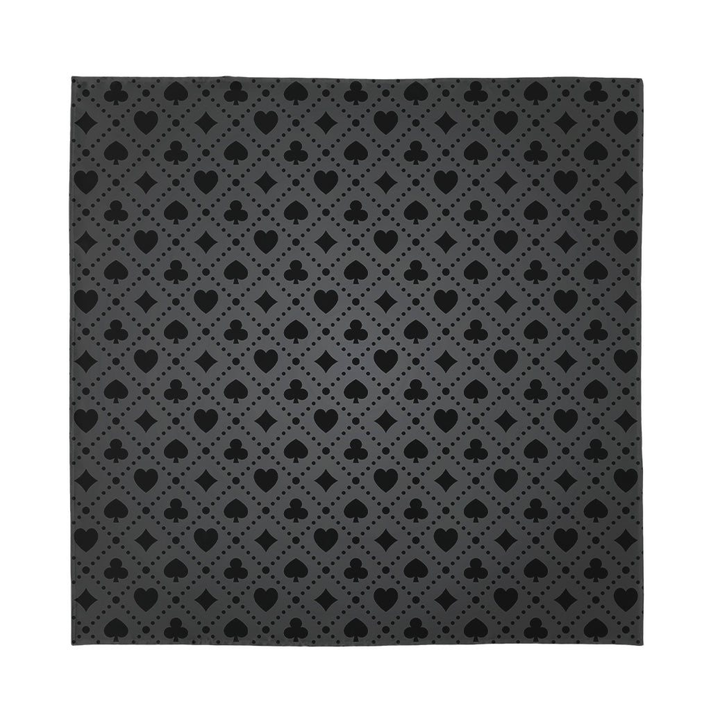 Black And Grey Playing Card Suits Print Silk Bandana