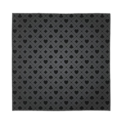 Black And Grey Playing Card Suits Print Silk Bandana