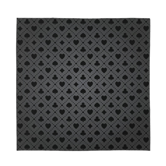 Black And Grey Playing Card Suits Print Silk Bandana