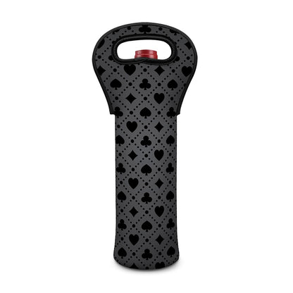 Black And Grey Playing Card Suits Print Single Neoprene Wine Tote