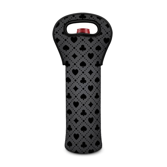 Black And Grey Playing Card Suits Print Single Neoprene Wine Tote