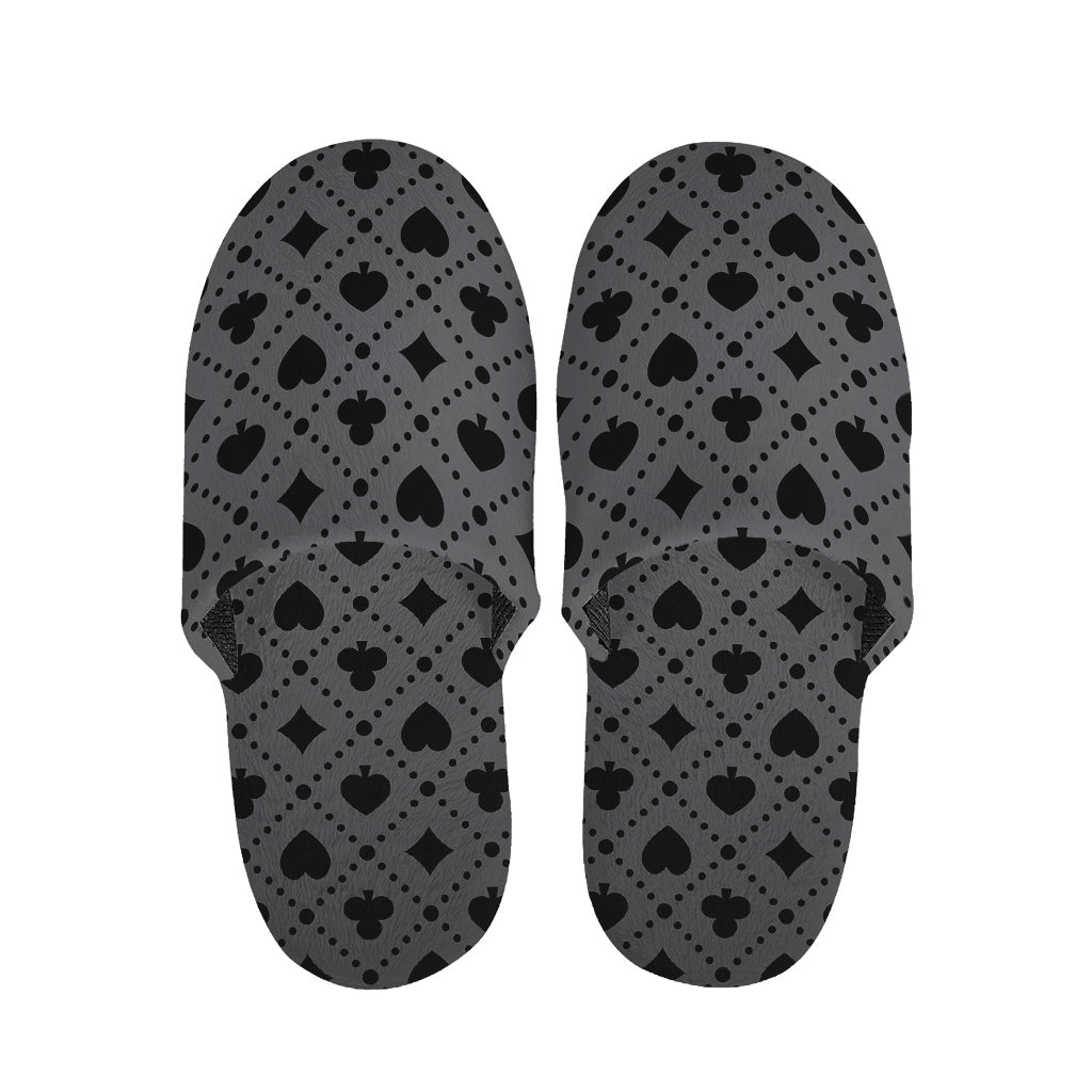 Black And Grey Playing Card Suits Print Slippers