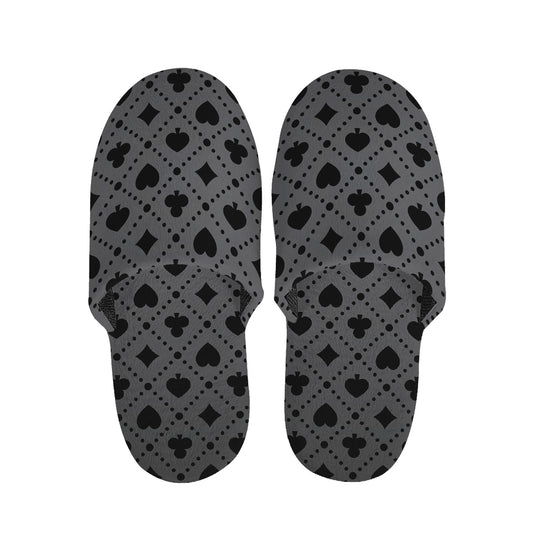 Black And Grey Playing Card Suits Print Slippers