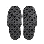 Black And Grey Playing Card Suits Print Slippers