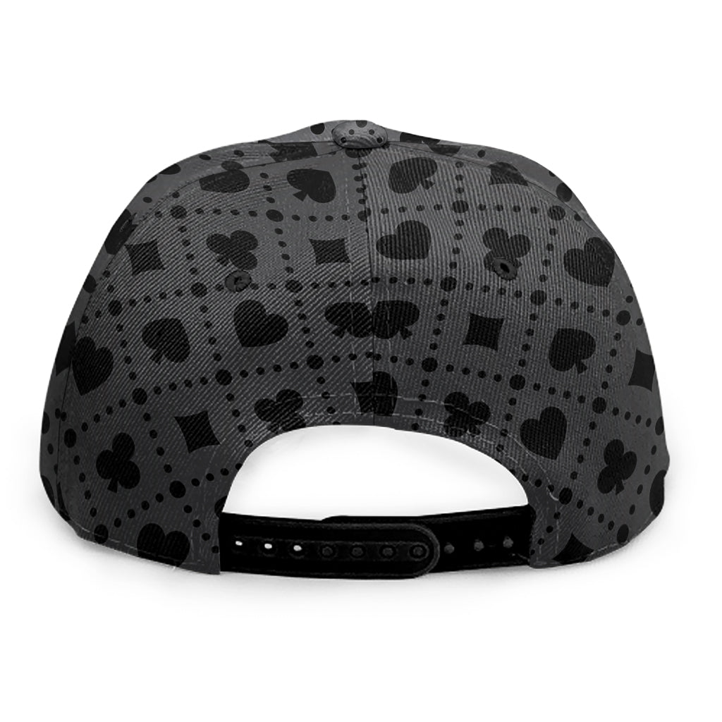 Black And Grey Playing Card Suits Print Snapback Cap